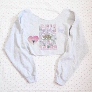 california republic off shoulder cropped sweatshirt
